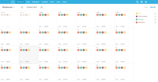 rotacloud dashboard month view