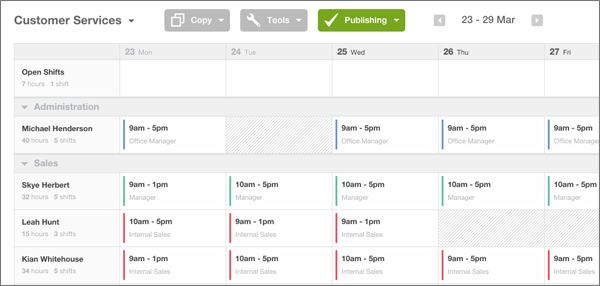 employee groups on a rota in RotaCloud