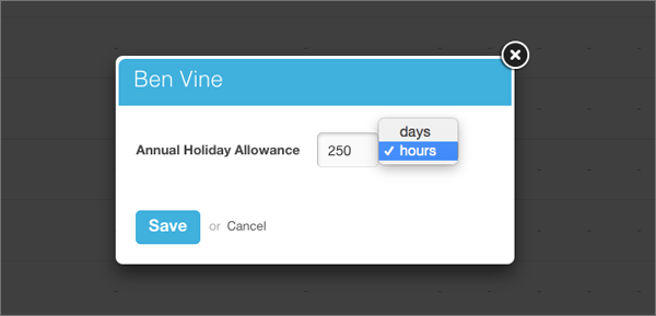 Set holiday allowance in hours in RotaCloud